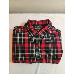 Chaps Mens Shirt XLT XL Tall Red Plaid Long Sleeve Big Preppy Academia Tartan